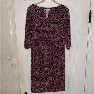 Laundry Geometric Patterned Dress - Black and Red
